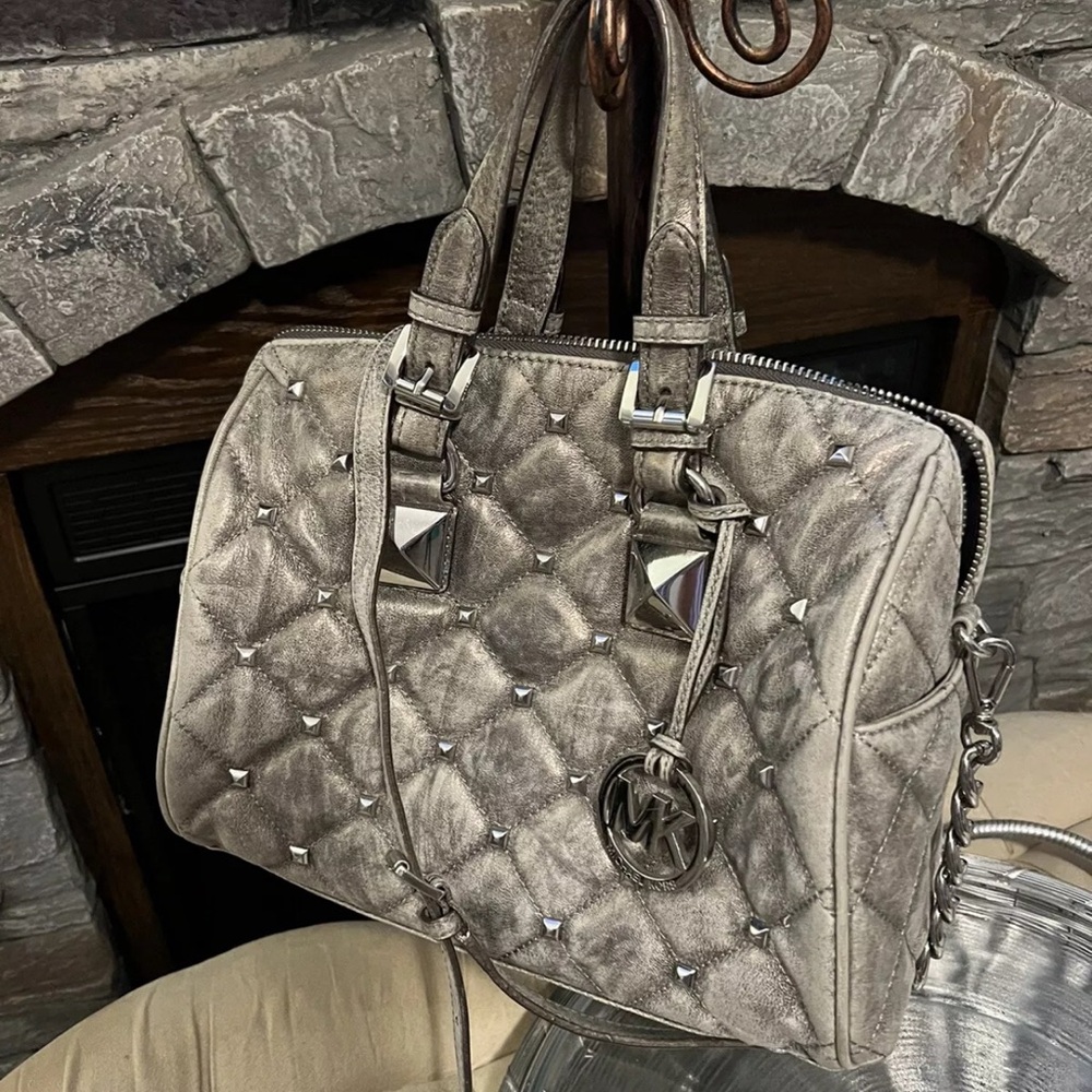 Michael Kors Silver Studded Satchel